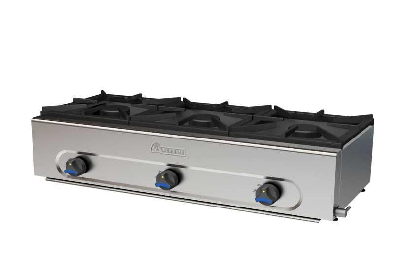 COCINAS A GAS DE SOBREMESA MUNDIGAS - COCINA DE 3 FUEGOS DIMENSIONES:970X380X275 mm