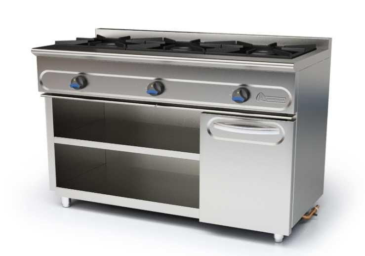 COCINA FONDO 550 CON MUEBLE MUNDIGAS - M 1200/3E - 3 Fogones con Portabombonas