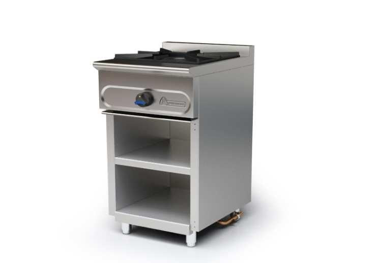 COCINA FONDO 550 CON MUEBLE MUNDIGAS - M900/1E 1 Fogón Dimensiones 45,5 x 55 x 85 cm