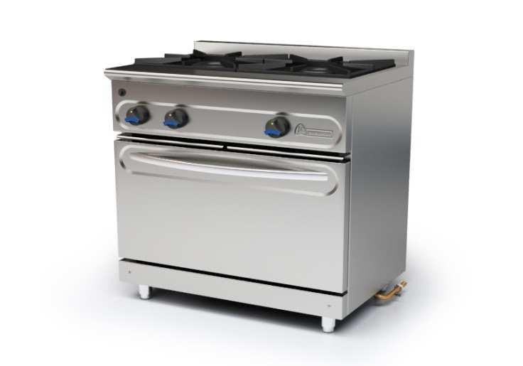 COCINA A GAS CON HORNO FONDO 550 - COCINA DE 2 FUEGOS CON HORNO DIMENSIONES: 800X550X850 mm-M-900/2H