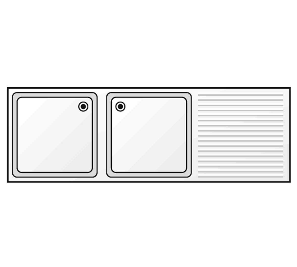 Edenox Fregadero Gama 500 Puertas Correderas - EDENOX, 120 x 50 x 85 cm Escurridor a la derecha 2 Cubas 34 x 36,5 x 15 cm. 2 Puertas