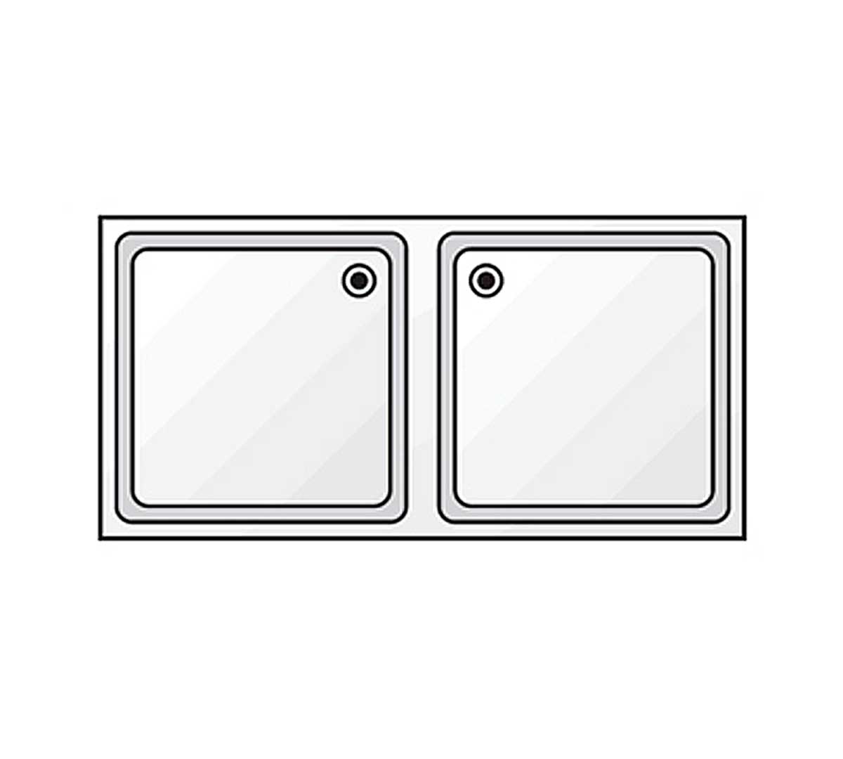 Edenox Fregadero Gama 600 sin Bastidor - EDENOX, 130 x 60 cm Sin Escurridor 2 cubas de 50 x 50 x 30 cm