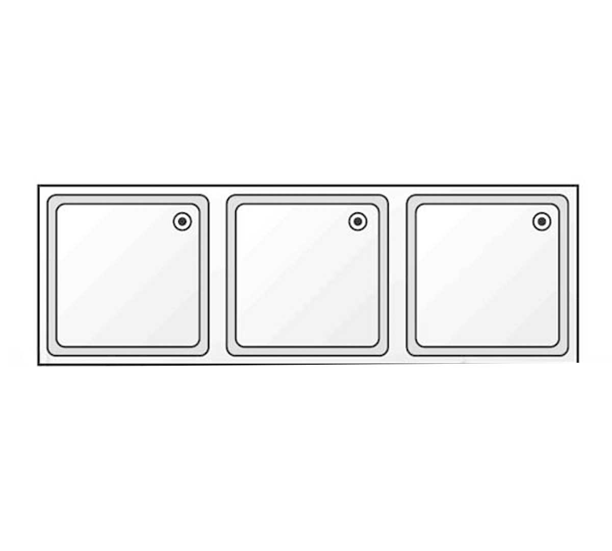 Edenox Fregadero Gama 700 Bastidor sin Estante - EDENOX, 180 x 70 x 85 cm Sin escurridor 3 cubas 50 x 50 x 30 cm