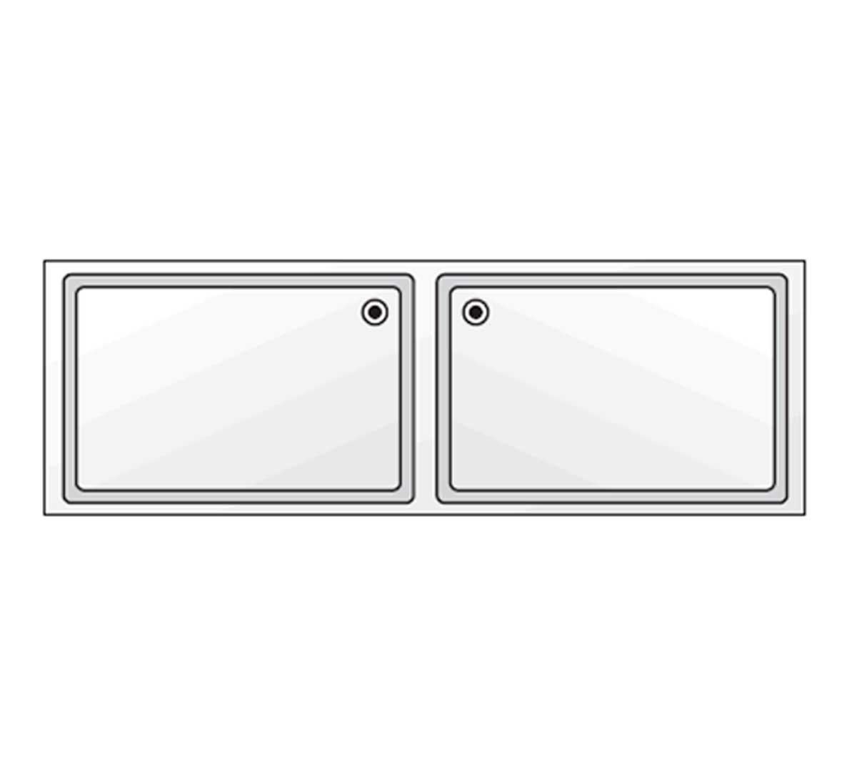 Edenox Fregadero Gama 700 Gran Capacidad sin Bastidor - EDENOX, 180 x 70 cm Sin Escurridor 2 cubas de 50 x 50 x 30 cm