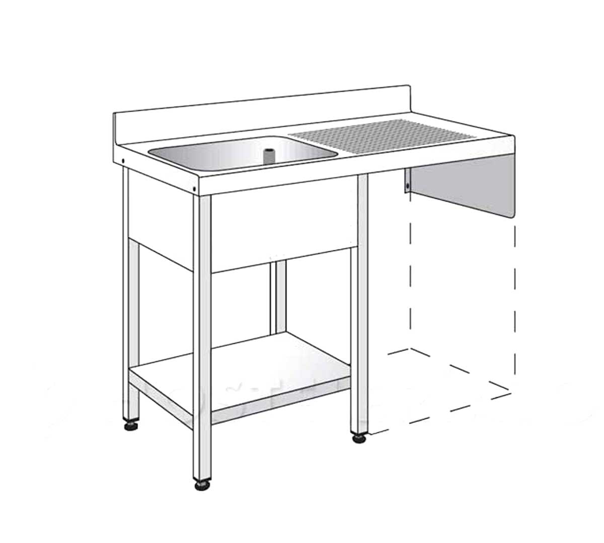 Edenox Fregadero Gama 700 con Estante para Lavavajillas - EDENOX, 120 x 70 x 85 cm 1 Cuba. Escurridor a la derecha