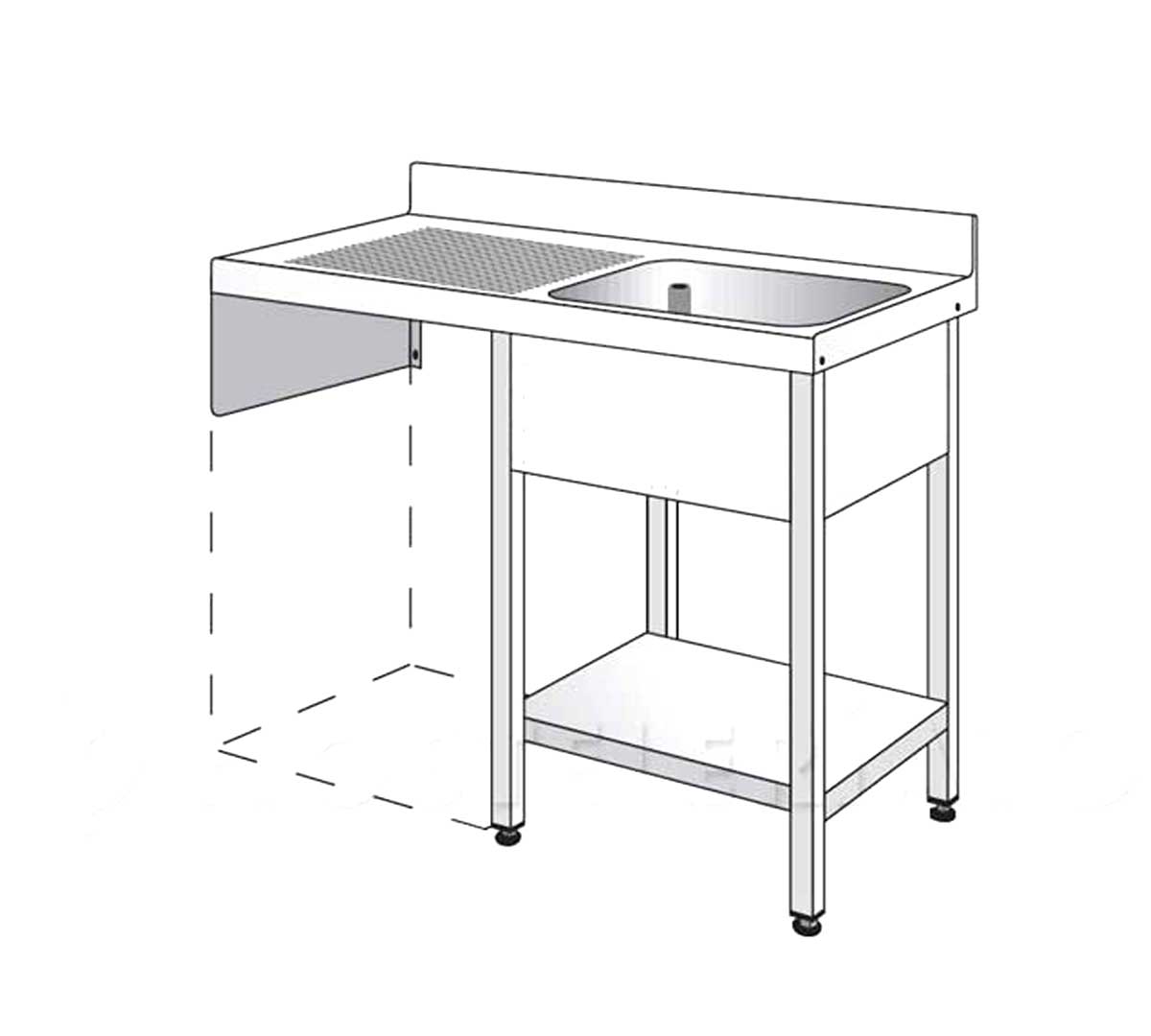 Edenox Fregadero Gama 700 con Estante para Lavavajillas - EDENOX, 120 x 70 x 85 cm 1 Cuba. Escurridor a la izquierda