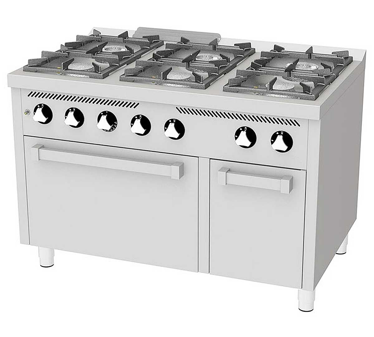Fainca HR Cocina Serie 750 C - HR, 6F750H - 6 Fogones Potencia 3x8,5 + 3x6,8 kW