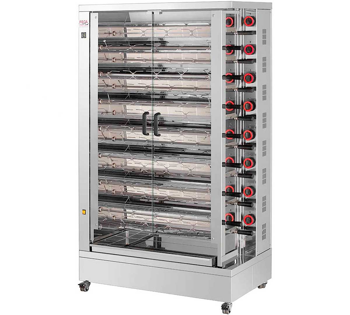 ASADOR DE POLLOS DOBLE EKO - FECA, Capacidad de 75 a 90 pollos Dimensiones 110 x 61 x 189 cm