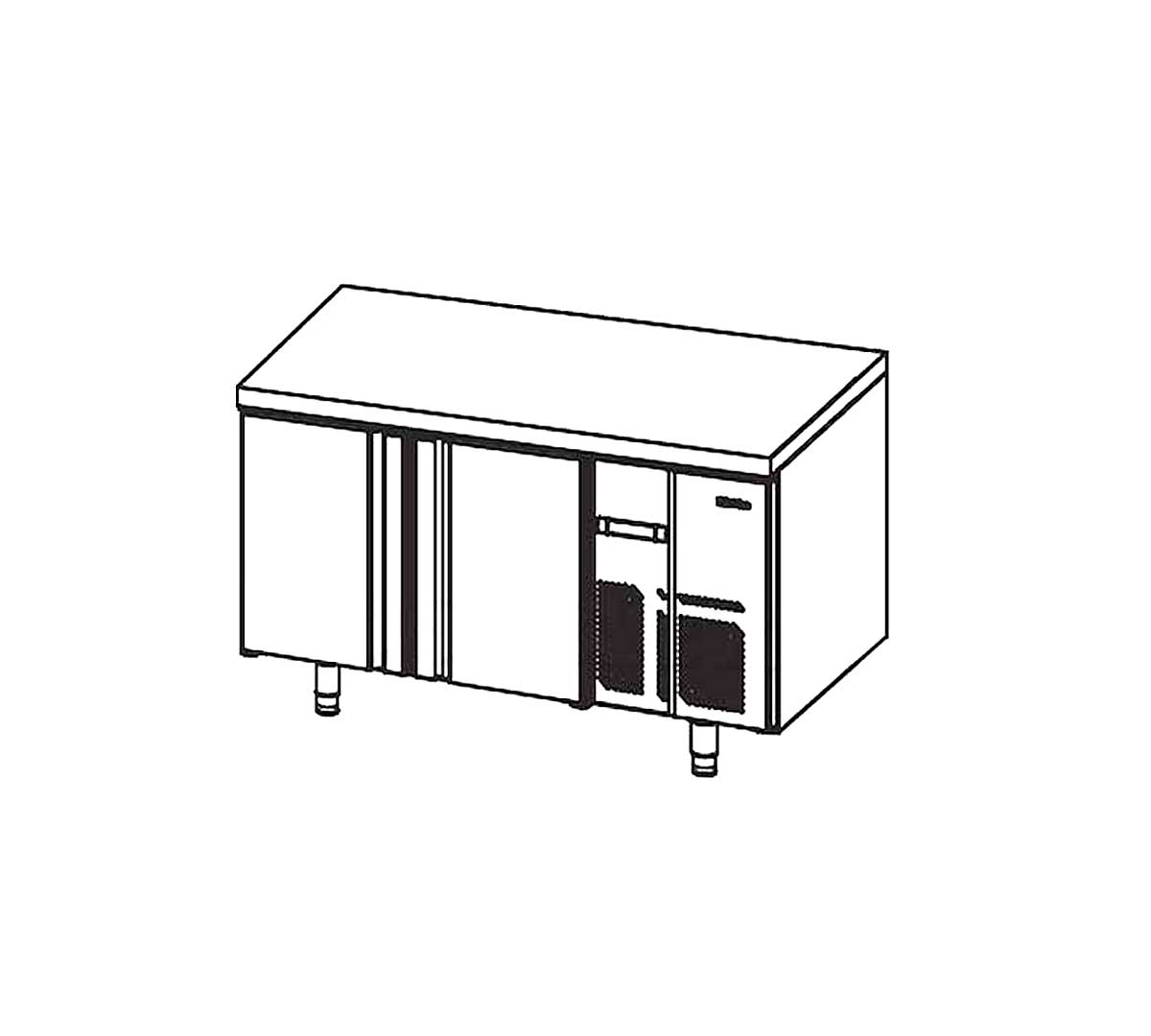 Mesa Refrigerada Central MR Pastelería Serie 800 - 2 Puertas - Dimensiones 161,8 x 80 x 85 cm