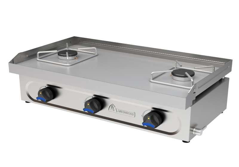 PLANCHA DE SOBREMESA A GAS MUNDIGAS - PLANCHA A GAS DE 3 FUEGOS DIMENSIONES: 800X430X220 mm