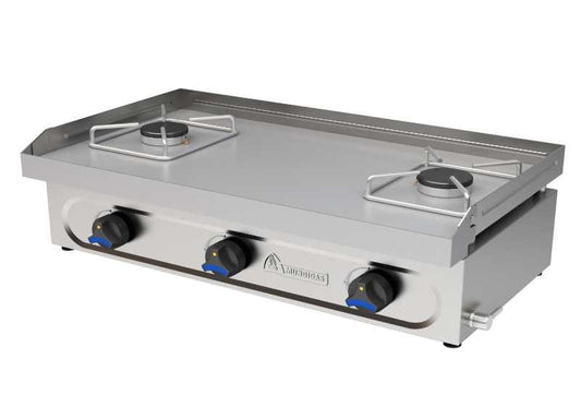 PLANCHA DE SOBREMESA A GAS MUNDIGAS - PLANCHA A GAS DE 3 FUEGOS DIMENSIONES: 800X430X220 mm