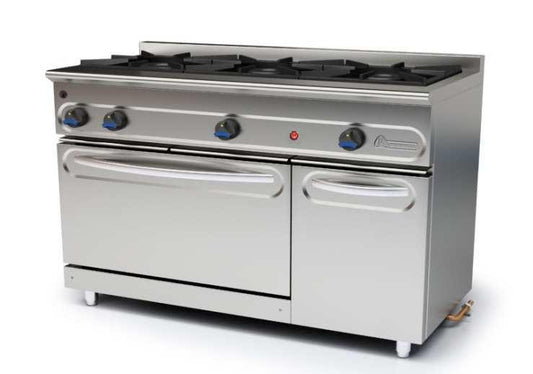 COCINA A GAS CON HORNO FONDO 550 - COCINA DE 3 FUEGOS CON HORNO Y GRATINADOR DIMENSIONES:1200X550X850 mm-MG-1200/3H