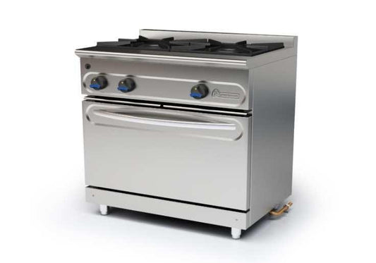 COCINA A GAS CON HORNO FONDO 550 - COCINA DE 2 FUEGOS CON HORNO DIMENSIONES: 800X550X850 mm-M-900/2H