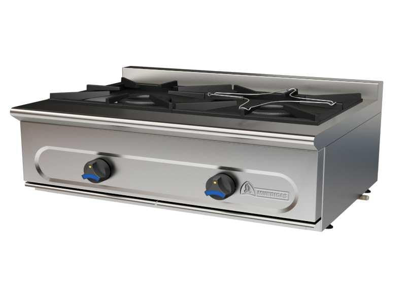 COCINA A GAS DE SOBREMESA FONDO 55CM - PM-900/2E-COCINA DE 2 FUEGOS DIMENSIONES: 800X550X290 mm