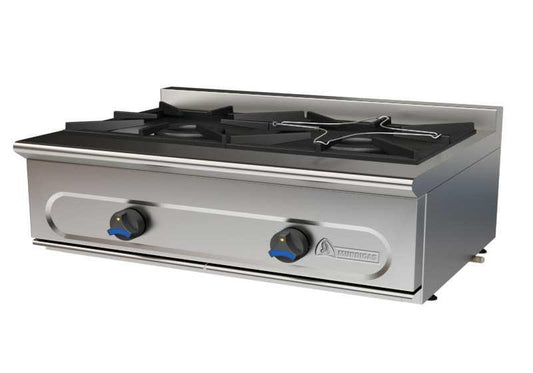 COCINA A GAS DE SOBREMESA FONDO 55CM - PM-900/2E-COCINA DE 2 FUEGOS DIMENSIONES: 800X550X290 mm