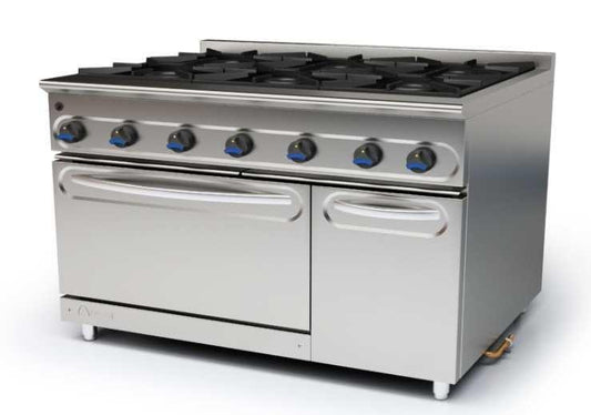 COCINA CON HORNO A GAS FONDO 900 - COCINA DE 6 FUEGOS CON HORNO DIMENSIONES: 1200X900X850 mm-M-1600/6H