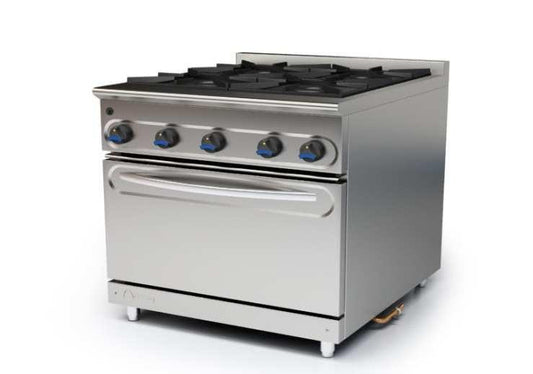 COCINA CON HORNO A GAS FONDO 900 - COCINA DE 4 FUEGOS CON HORNO DIMENSIONES: 825X900X850 mm-M-900/4HH