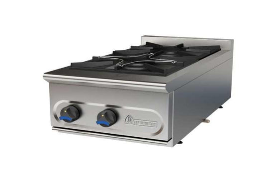 COCINA  A GAS DE SOBREMESA FONDO 750 MUNDIGAS - PM-750/2E-COCINA DE 2 FUEGOS ENCIMERA DIMENSIONES: 455X750X290 mm