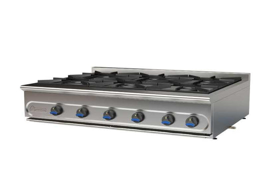 COCINA  A GAS DE SOBREMESA FONDO 750 MUNDIGAS - PM-1200/6E-COCINA DE 6 FUEGOS ENCIMERA DIMENSIONES: 1200X750X290 mm