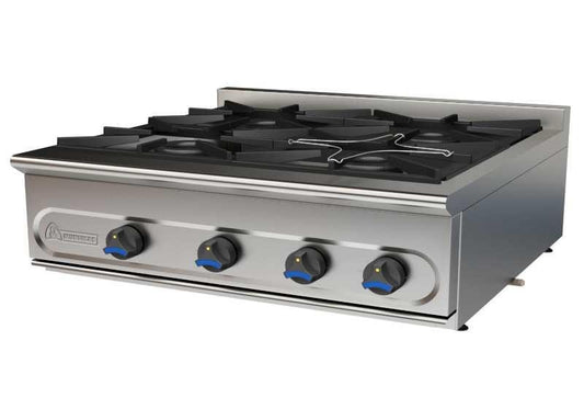 COCINA A GAS DE SOBREMESA FONDO 900 - COCINA DE 4 FUEGOS SOBREMESA DIMENSIONES: 825X900X290 mm-PM-900/4EE