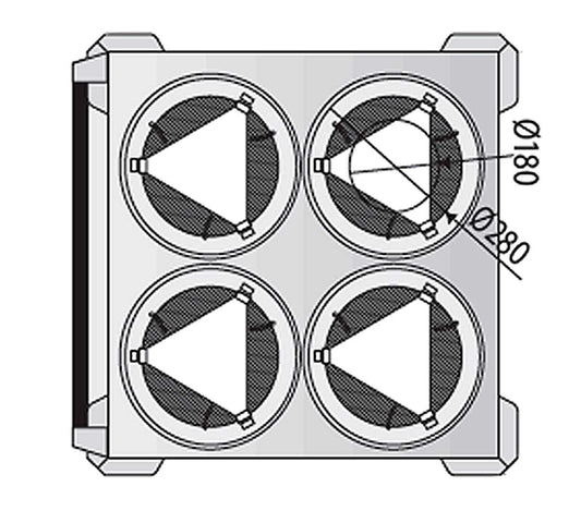 Edenox Carro Caliente Dispensador de Platos - CPC4-28 - Capacidad 180 Platos de Ø 18 a 28 cm 4 Columnas, 90 x 90 x 89,5 cm