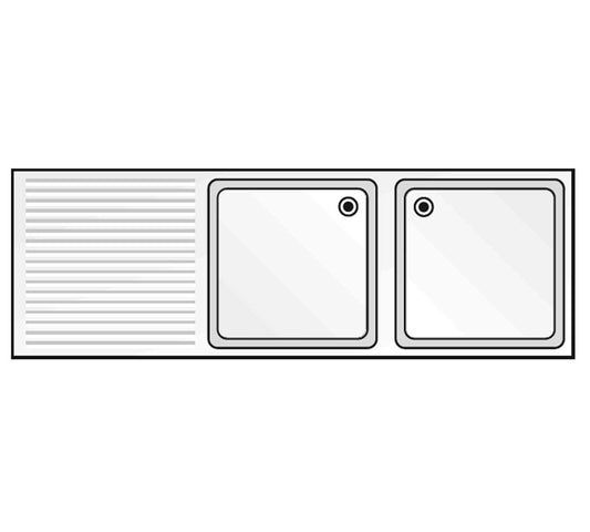 Edenox Fregadero Gama 500 Puertas Correderas - EDENOX, 120 x 50 x 85 cm Escurridor a la izquierda 2 Cubas 34 x 36,5 x 15 cm. 2 Puertas
