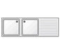 Edenox Fregadero Gama 700 Bastidor sin Estante - EDENOX, 180 x 70 x 85 cm Escurridor a la derecha 2 cubas 50 x 50 x 30 cm