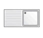 Edenox Fregadero Gama 600 sin Bastidor - EDENOX, 120 x 60 cm Escurridor a la izquierda Cuba 50 x 40 x 25 cm