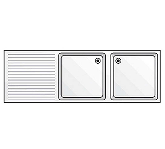 Edenox Fregadero Gama 700 Bastidor y Estante - EDENOX, 210 x 70 x 85 cm Escurridor a la izquierda