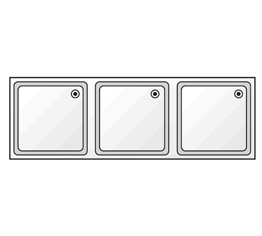Edenox Fregadero Gama 700 Gran Capacidad Bastidor sin Estante - EDENOX, 180 x 70 x 85 cm 3 cubas de 50 x 50 x 30 cm