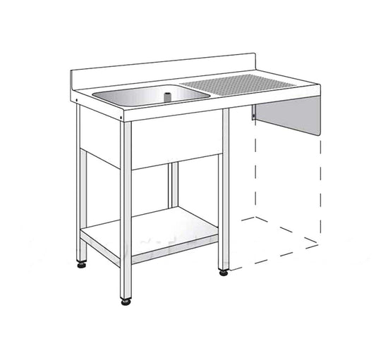 Edenox Fregadero Gama 500 con Estante y Espacio Lavavasos - EDENOX, 100 x 50 x 85,5 cm Escurridor a la izquierda 1 Cuba 34 x 36,5 x 15 cm