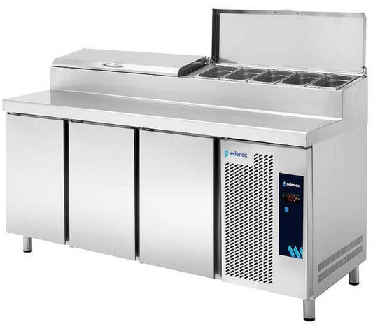 Edenox Serie 700 GN  Pizza/Ensalada - EDENOX, 10 GN 1/4 - 3 Puertas Dimensiones 180 x 70 x 105 cm