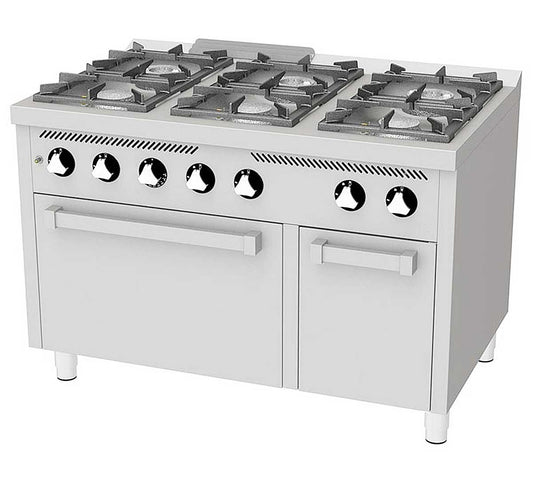 Fainca HR Cocina Serie 750 C - HR, 6F750H - 6 Fogones Potencia 3x8,5 + 3x6,8 kW