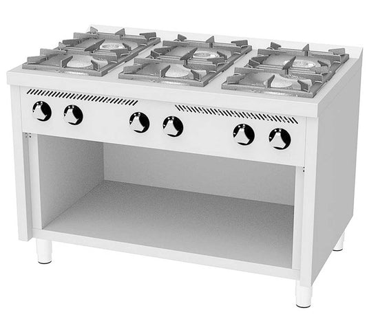 Fainca HR Cocina Serie 750 C de Pie Gas - HR, C6F750E - 6 Fogones Potencia 3x8,5 + 3x6,8 kW