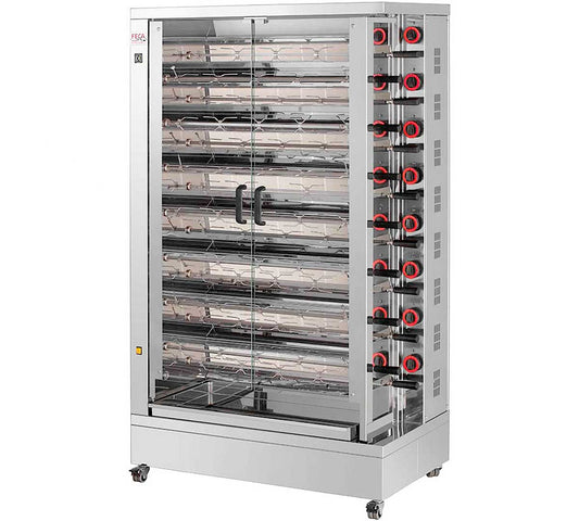 ASADOR DE POLLOS DOBLE EKO - FECA, Capacidad de 55 a 66 pollos Dimensiones 110 x 61 x 176 cm