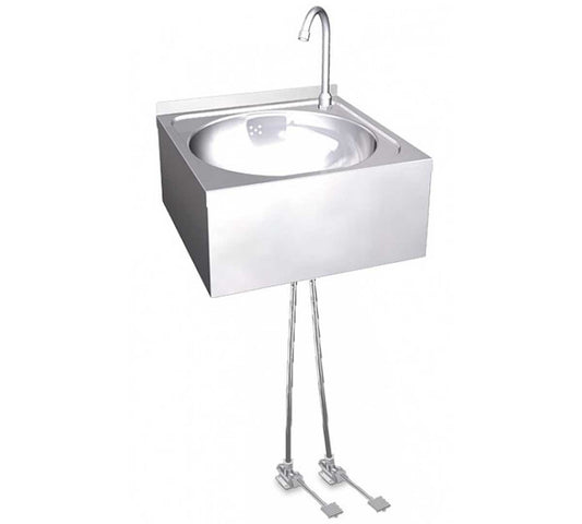 Fricosmos Lavamanos Mural con Pedal Push - FRICOSMOS, Doble Pedales Mezcla de aguas con los pedales Dimensiones 45 x 45 x 21,5 cm