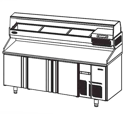 Mesa Refrigerada Serie 700 MPG Pizza INFRICO - 3 Puertas - Capacidad 465 + 54 l