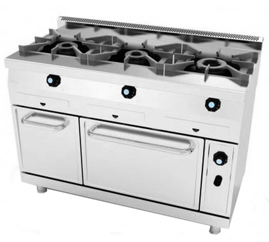 Cocina Industrial A Gas Modular Cerrada 3 Fuegos Con Horno 631 Jemi