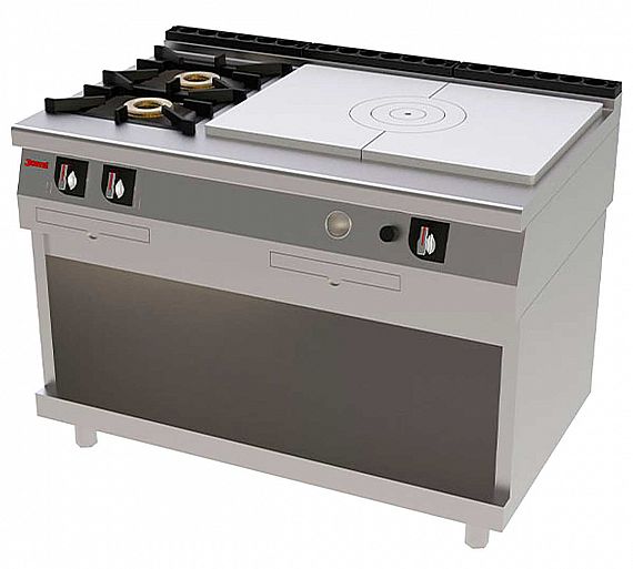 Jemi Cocina Serie 750 Francesa Pie TP706 Gas - Fondo 75 cm - 1 Placa + 2 Fogones